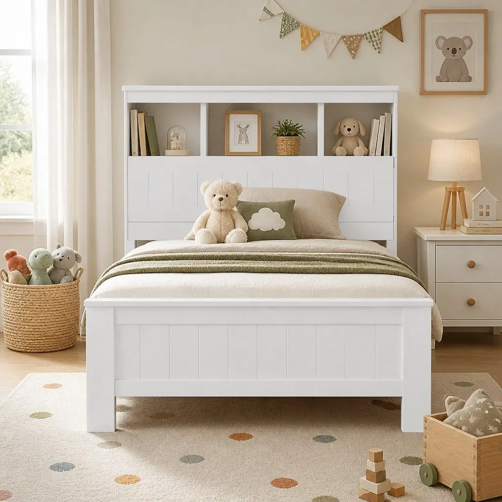 King Single Bed Frame with Headboard Storage