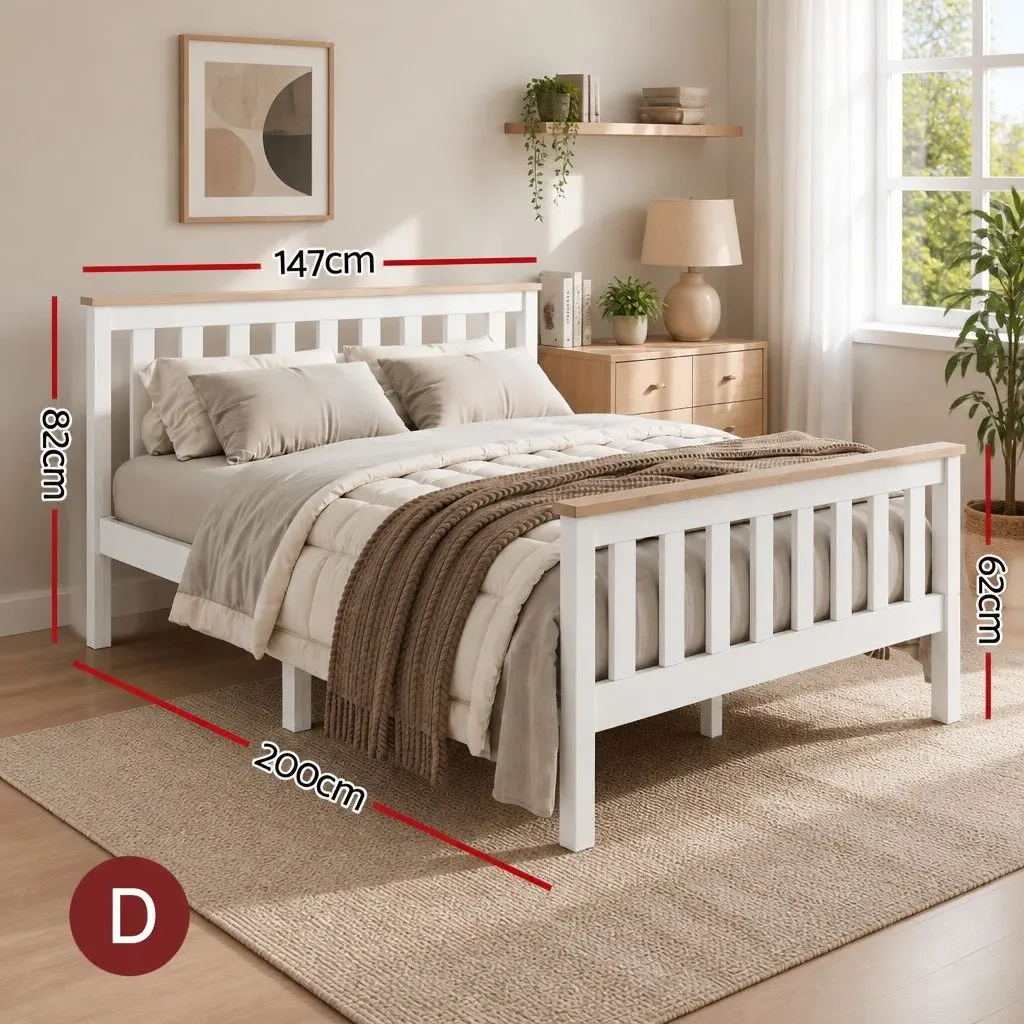 Double Bed Frame Wooden White Australian Standard Size