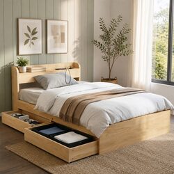 Reliable King Single Bed Frame with Drawers and USB Ports