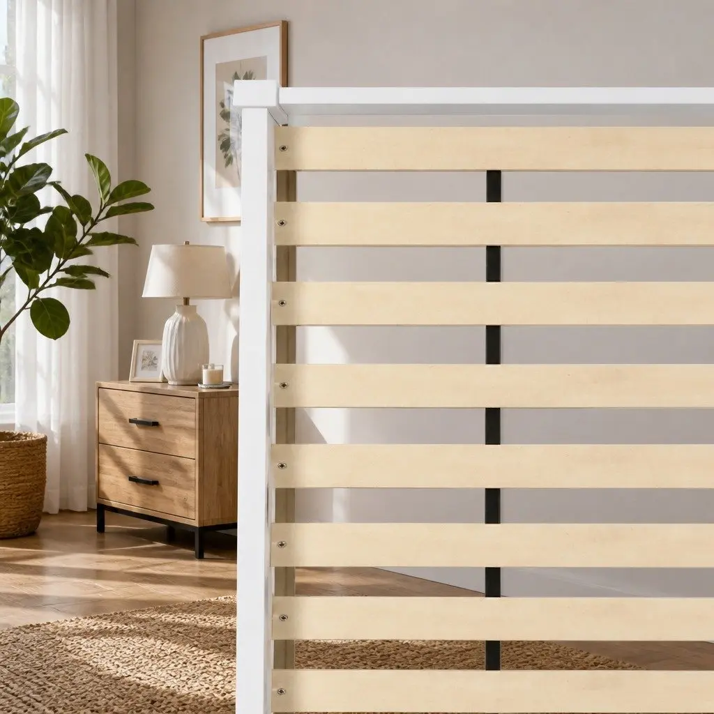 King Single Bed Frame White Wooden Pine Storage Underneath 210cm L 115cm W 30cm H