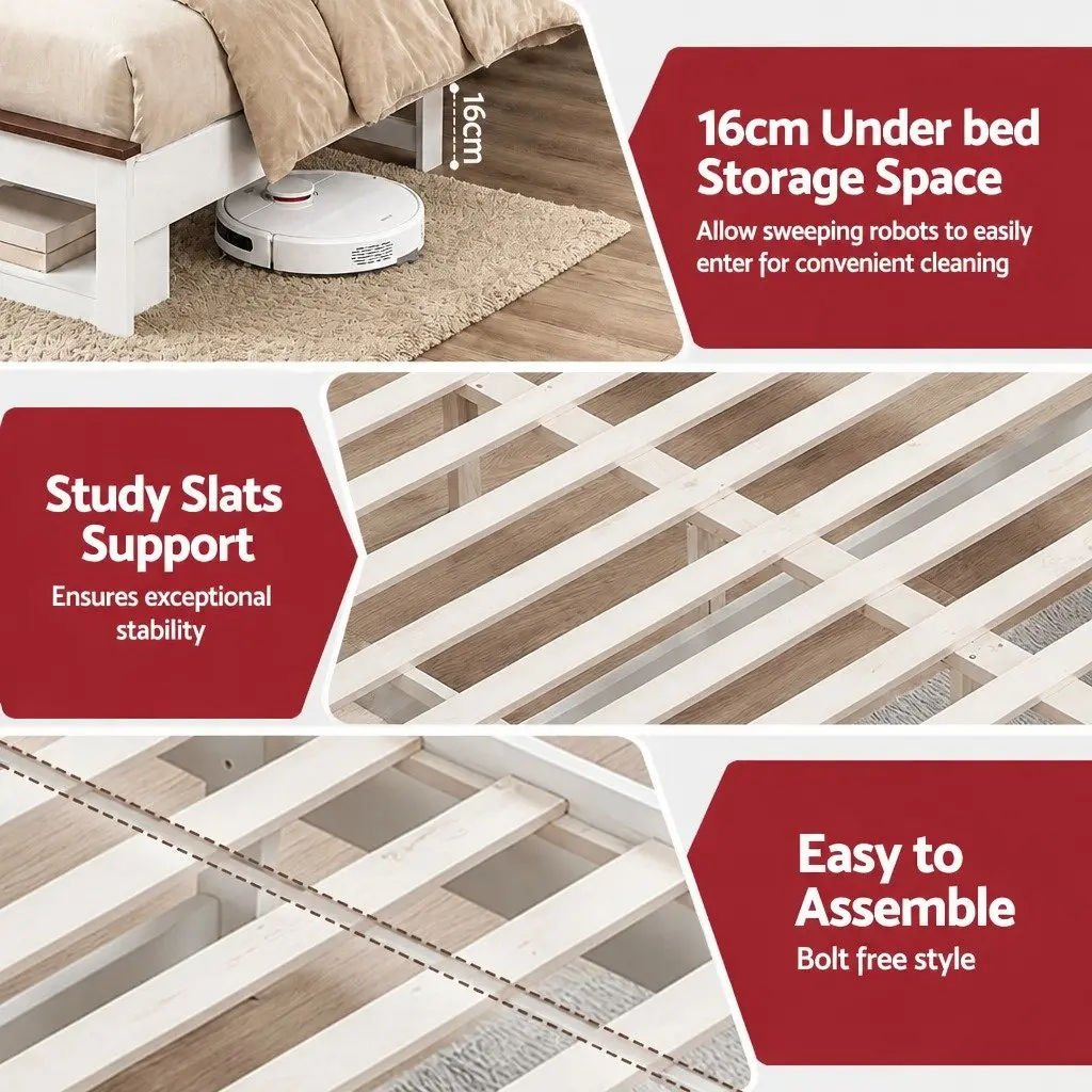 White Queen Bed Frame with Ample Storage