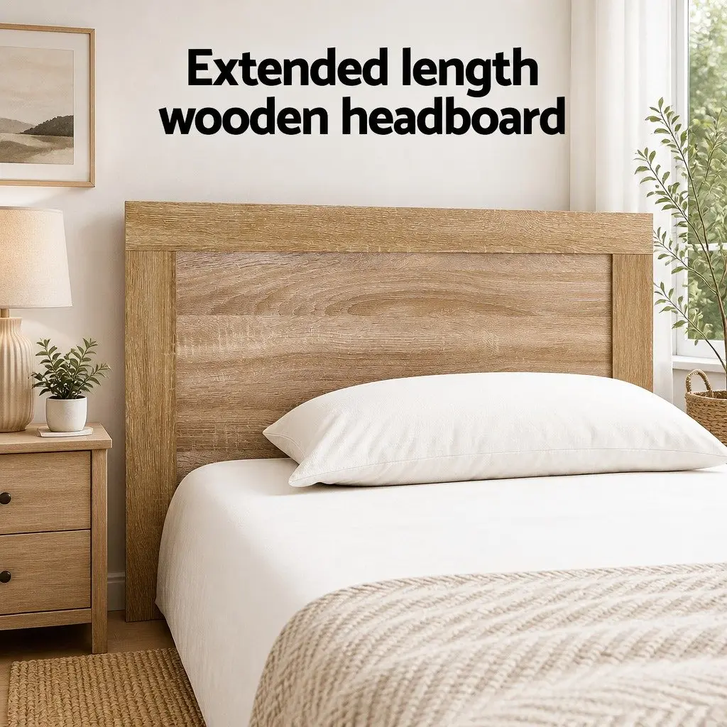 Double Bed Frame Wooden Slats Support Legs Headboard Modern Bedroom Furniture