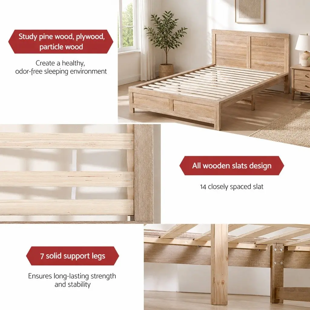 King Single Bed Frame with 2 Storage Drawers