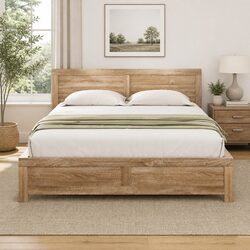 Queen Size Wooden Bed Frame with Headboard Modern Bedroom Furniture Solid Pine