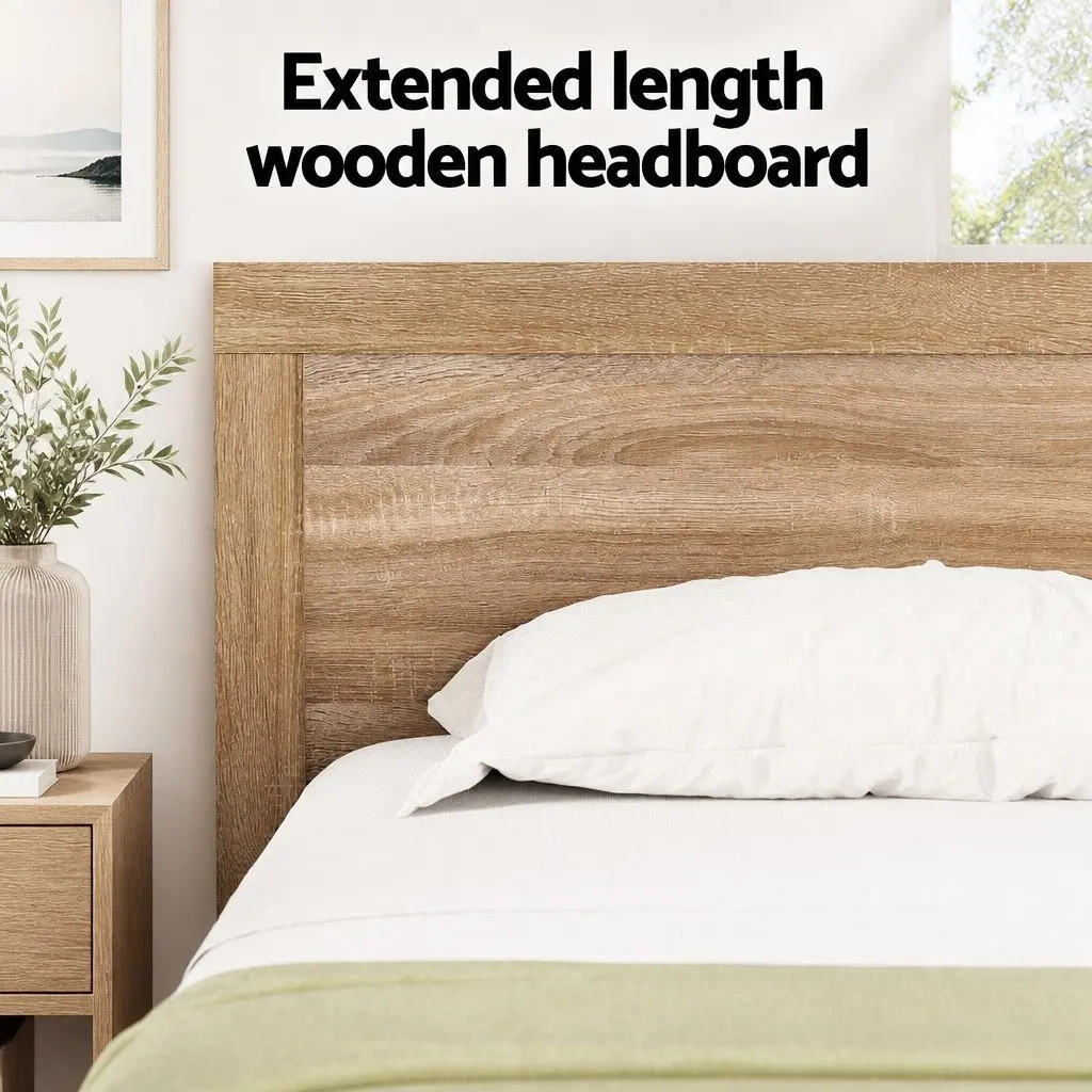 Queen Size Wooden Bed Frame with Headboard Modern Bedroom Furniture Solid Pine