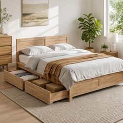 Comfortable Queen Size Bed Frame with Practical Storage
