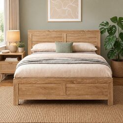 Single Bed Frame Wooden Base Walnut Colour Sleeper For Adults Kids Bedroom