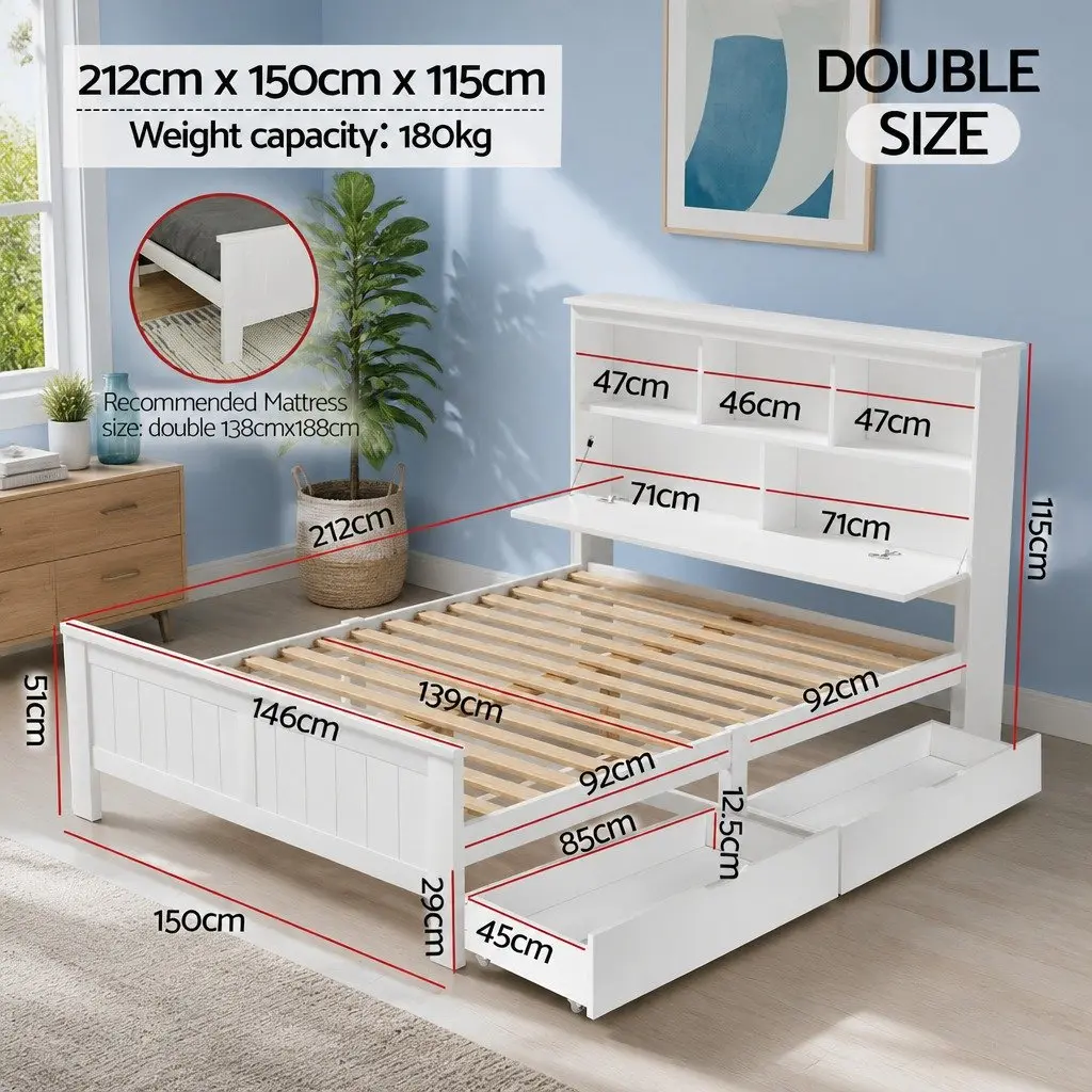 Double Bed Frame with Storage for Families
