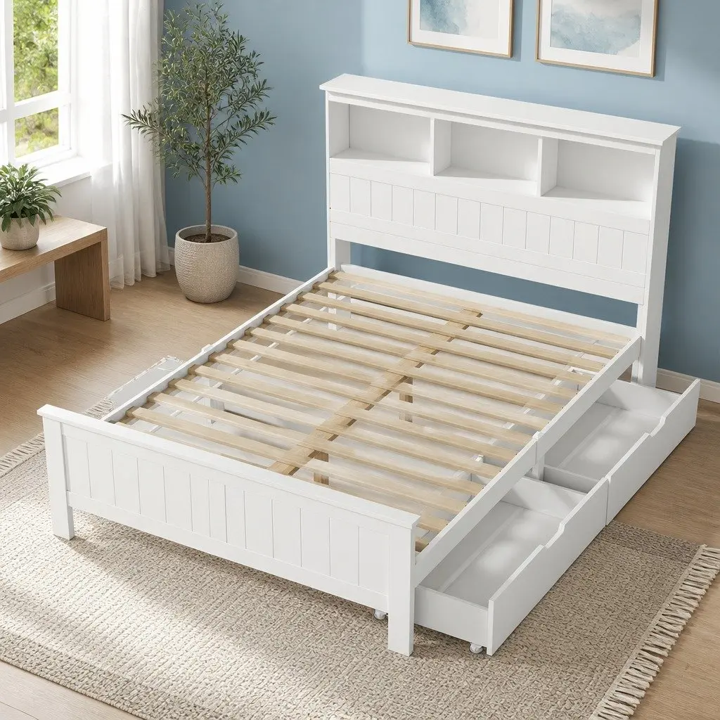 Double Bed Frame with Storage for Families