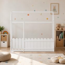 Reliable White Wooden Kids Bed Frame for Safety