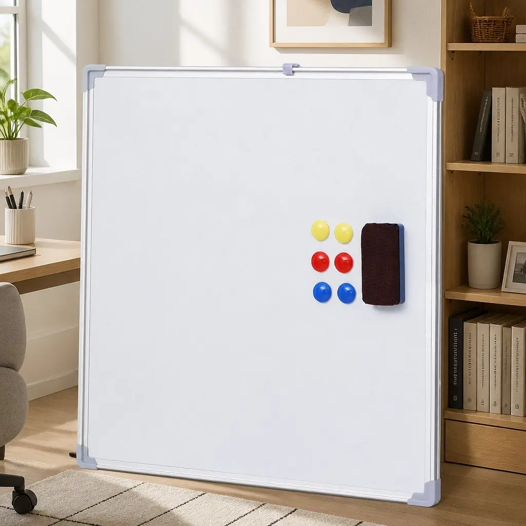 Magnetic Whiteboard 60x90cm Double-Sided Erase Board Marker Eraser Tray Yellow
