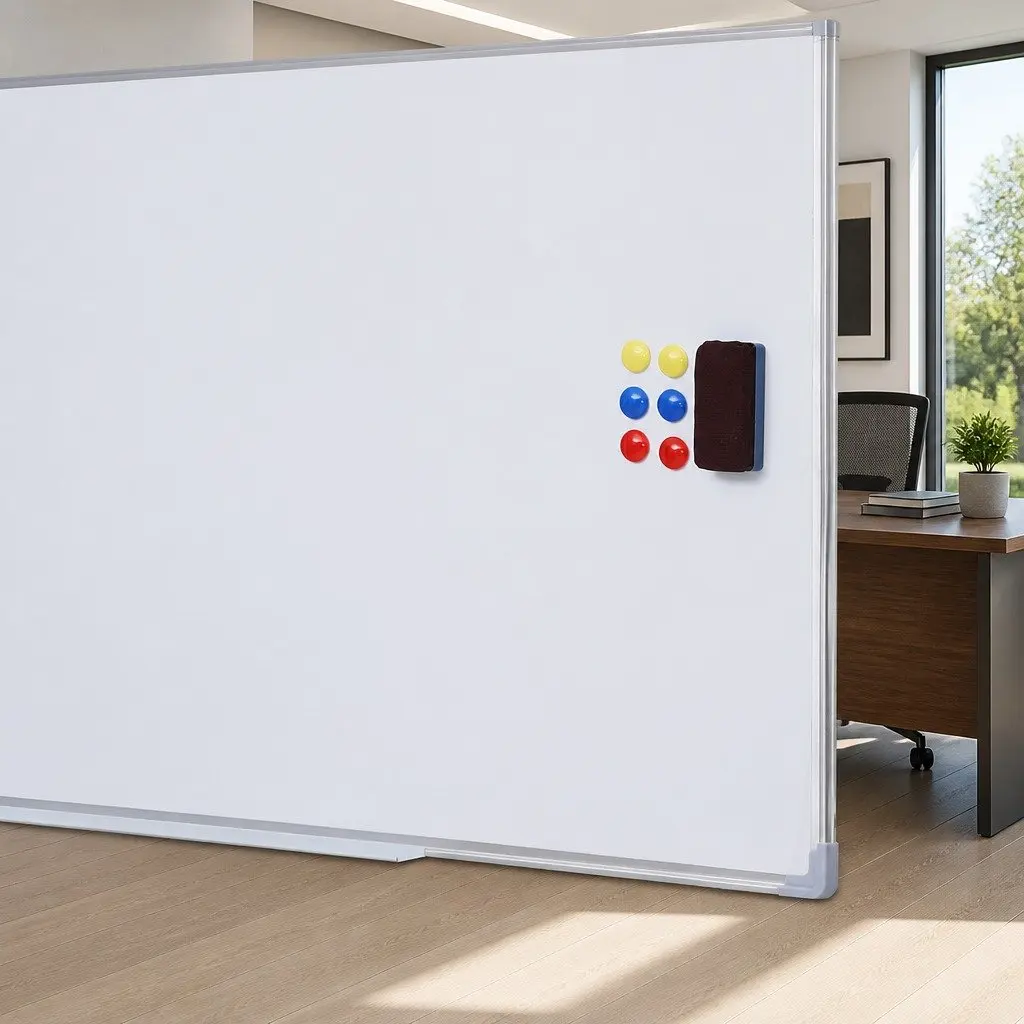Magnetic Whiteboard Double-Sided 90x120cm White Erase Board with Marker Tray and Lockable Casters