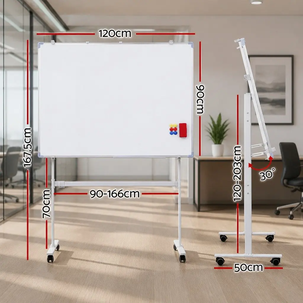 Double-Sided Magnetic Whiteboard for Presentations 90x120cm Yellow