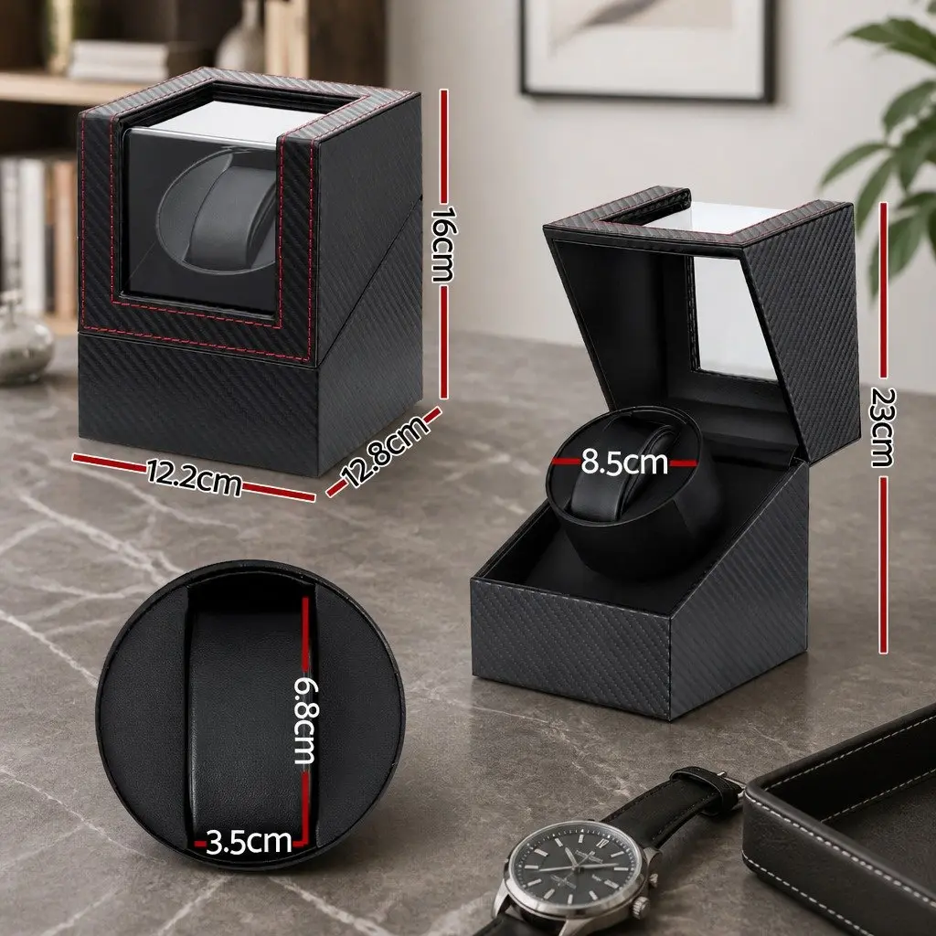 Watch Winder Box Automatic Single Quiet Motor Black Display Case 12.2 x 12.8 x 16 cm