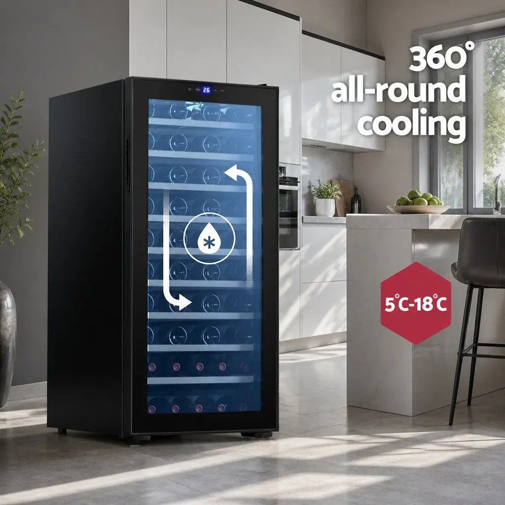 Wine Fridge Cooler 66 Bottle Capacity Black Digital Control LED Display