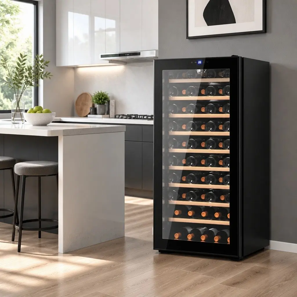 Wine Fridge Cooler 66 Bottle Capacity Black Digital Control LED Display