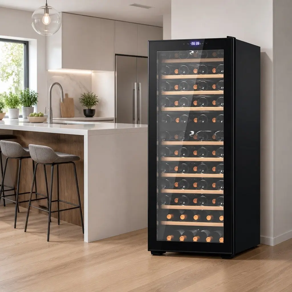 Wine Fridge Cooler Compressor Dual Zone 80 Bottles Black Beverage Storage