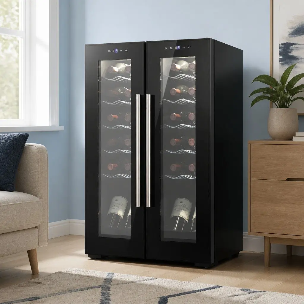 Dual Zone Wine Cooler for 24 Bottles—Black Finish