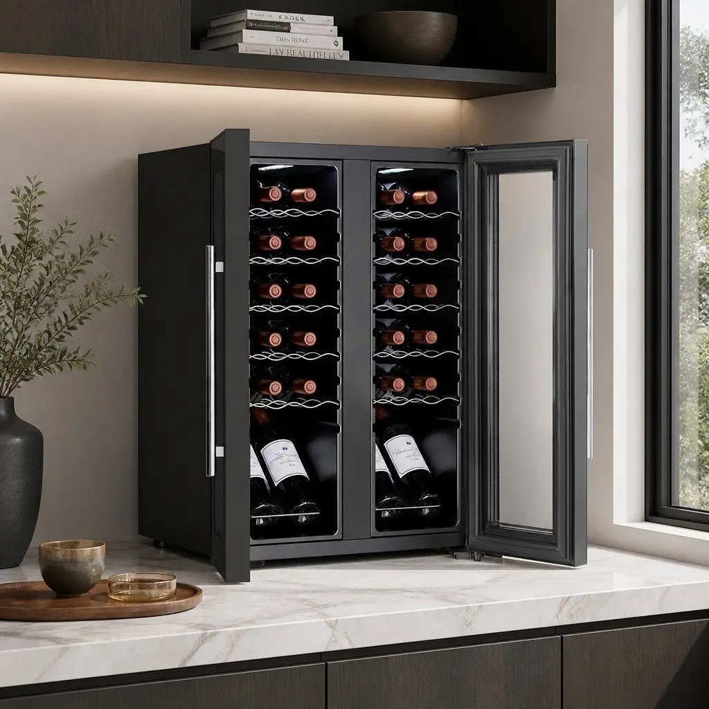 Dual Zone Wine Cooler for 24 Bottles—Black Finish