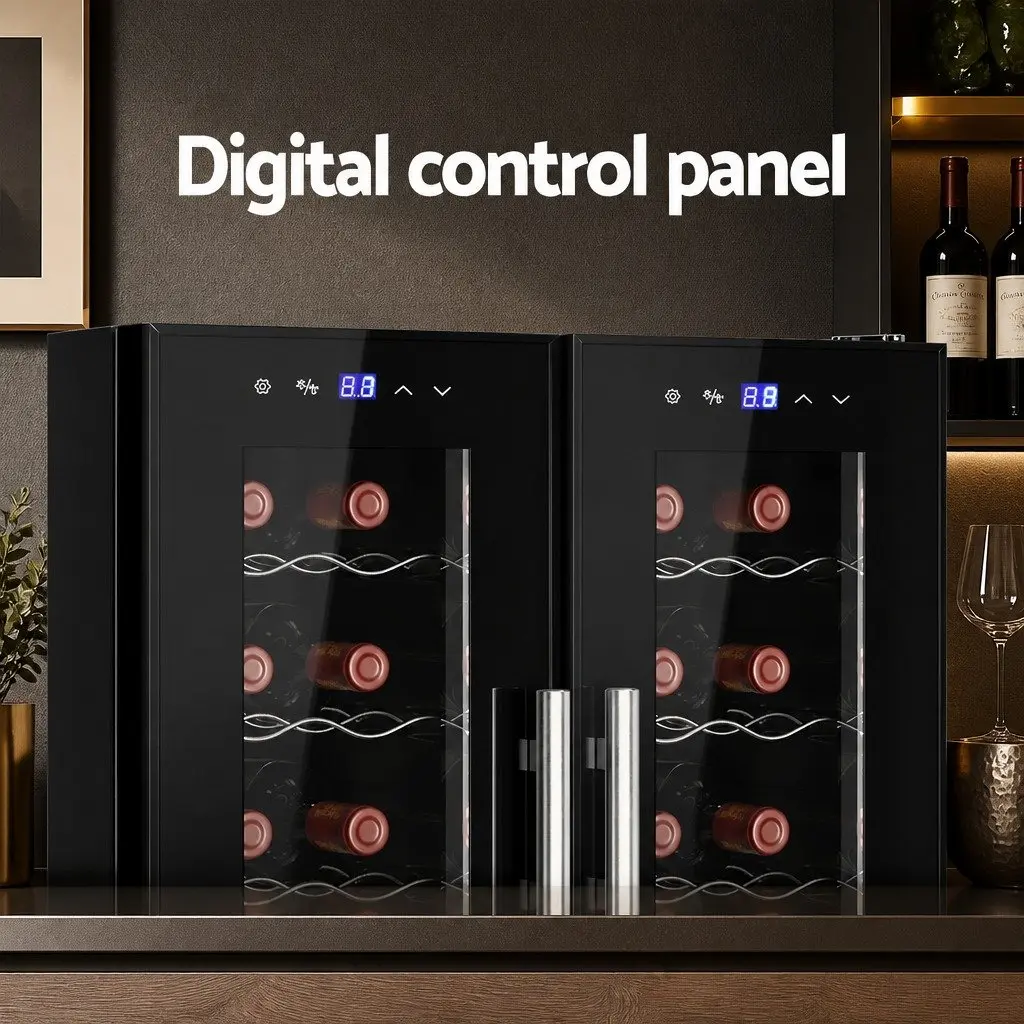 Dual Zone Wine Cooler for 24 Bottles—Black Finish