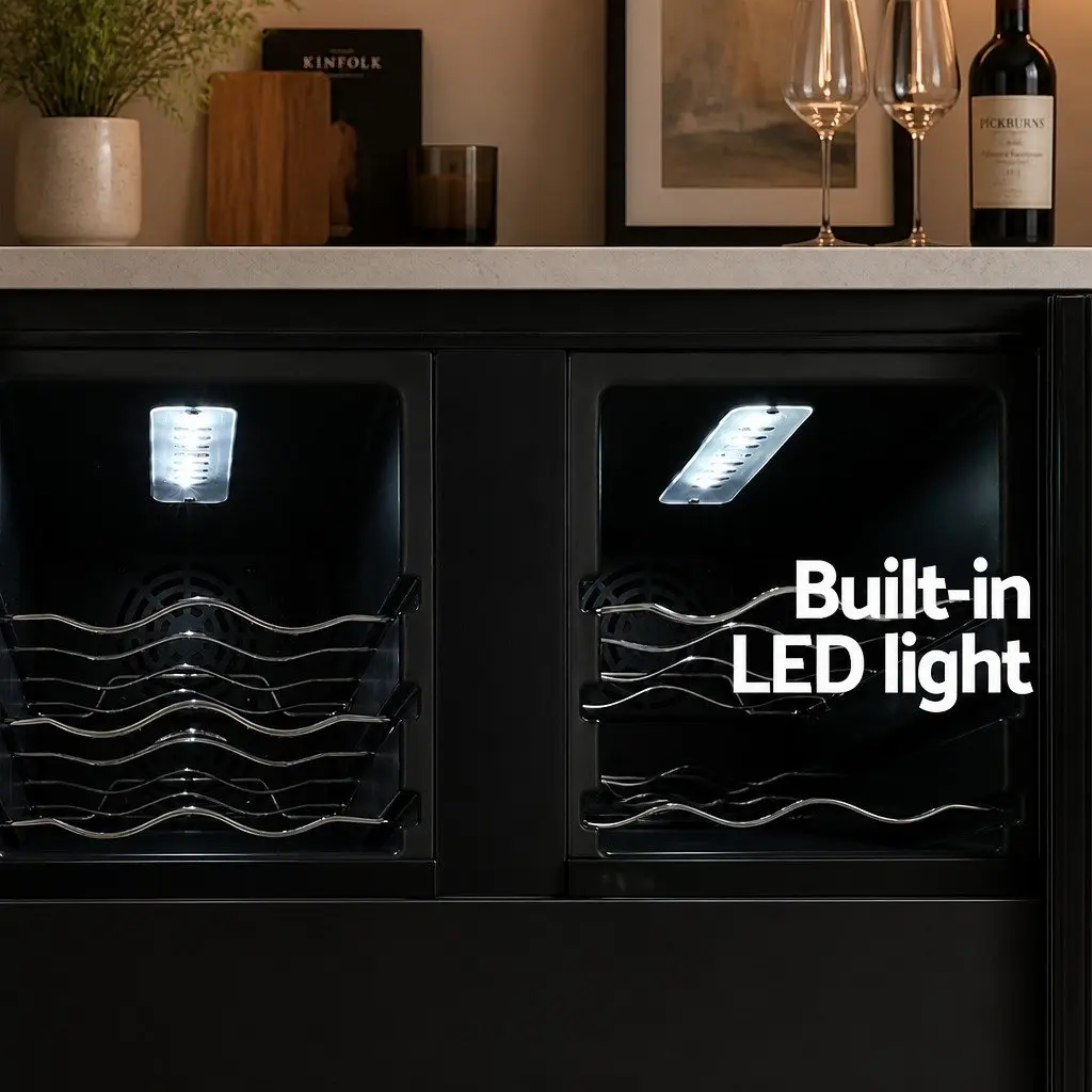 Dual Zone Wine Cooler for 24 Bottles—Black Finish