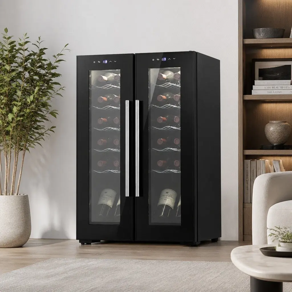 Dual Zone Wine Cooler for 24 Bottles—Black Finish