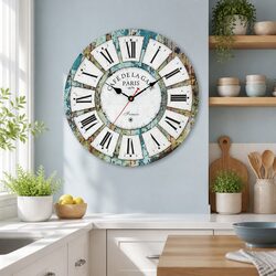 40cm Wall Clock Rustic Country Retro Design MDF Roman Numerals Home Decor