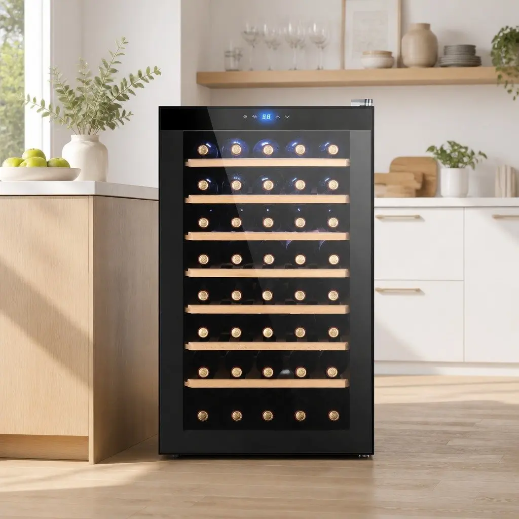 Wine Fridge Cooler 51 Bottles Black Compressor Refrigerator Touch Control LED