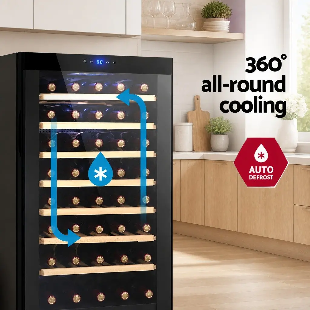 Wine Fridge Cooler 51 Bottles Black Compressor Refrigerator Touch Control LED