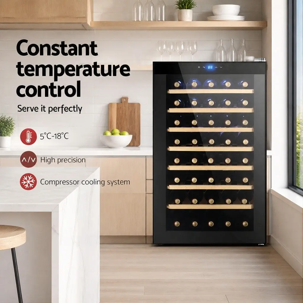 Wine Fridge Cooler 51 Bottles Black Compressor Refrigerator Touch Control LED