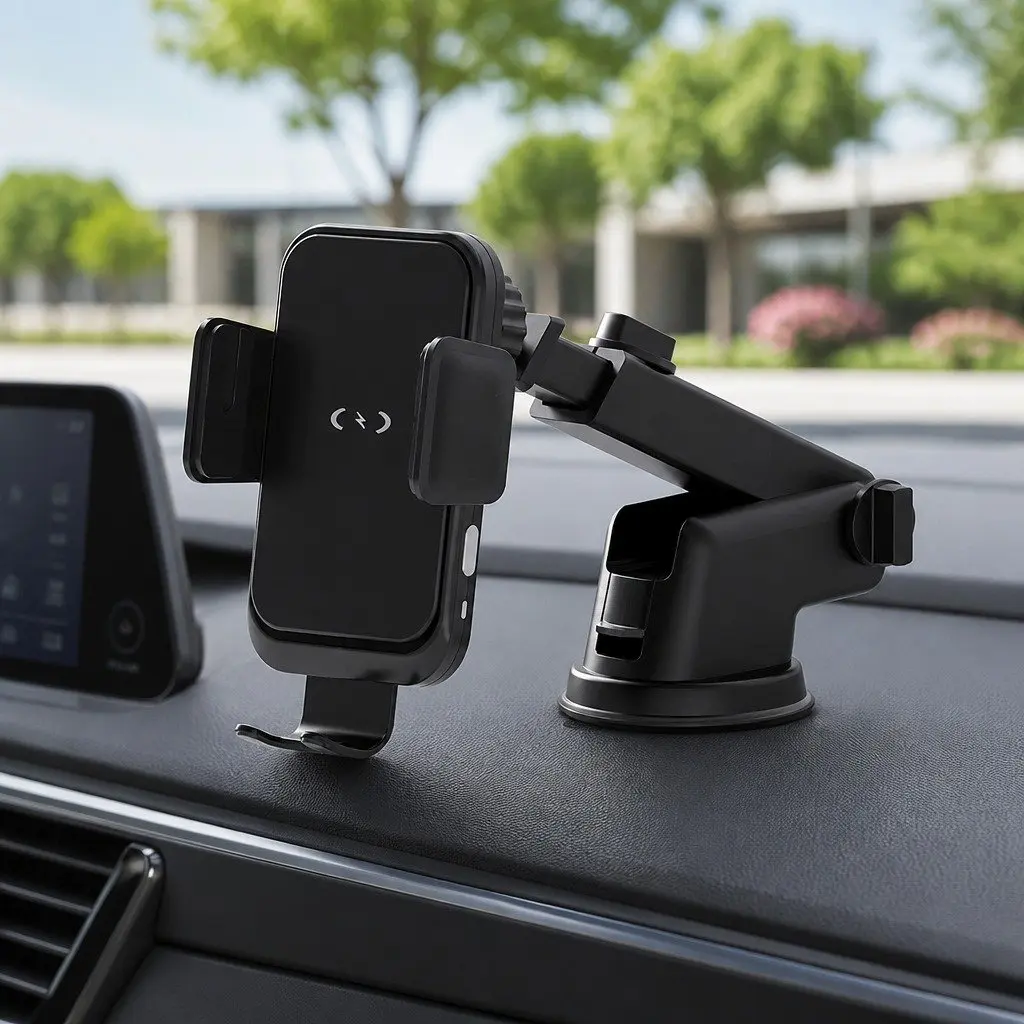 Wireless Charger Mount Fast Charging 15W Phone Holder Black Car Vent Suction Cup