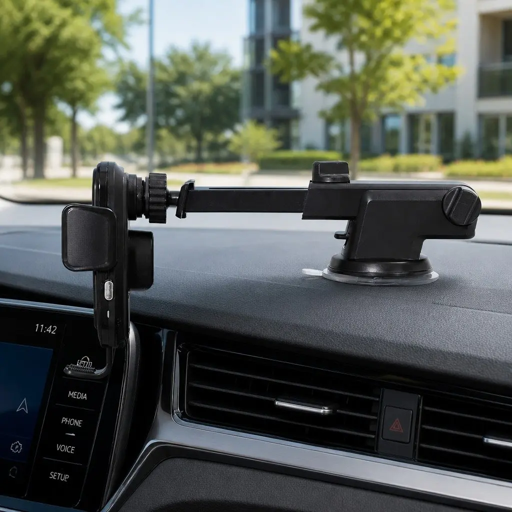 Wireless Charger Mount Fast Charging 15W Phone Holder Black Car Vent Suction Cup