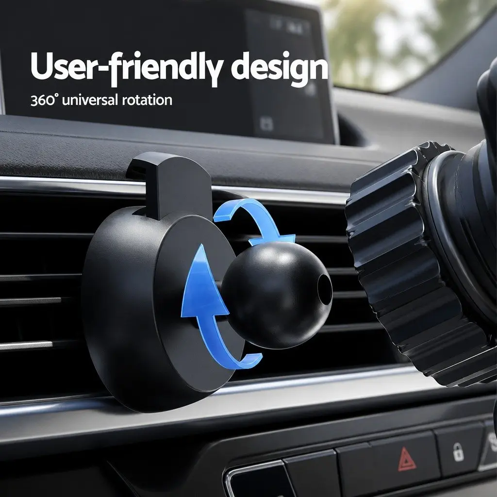 Wireless Charger Mount Fast Charging 15W Phone Holder Black Car Vent Suction Cup
