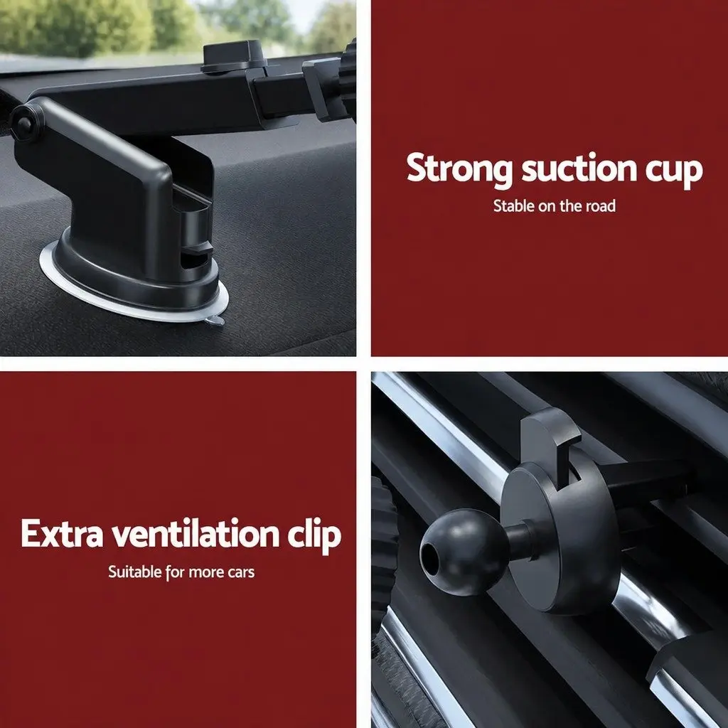 Wireless Charger Mount Fast Charging 15W Phone Holder Black Car Vent Suction Cup