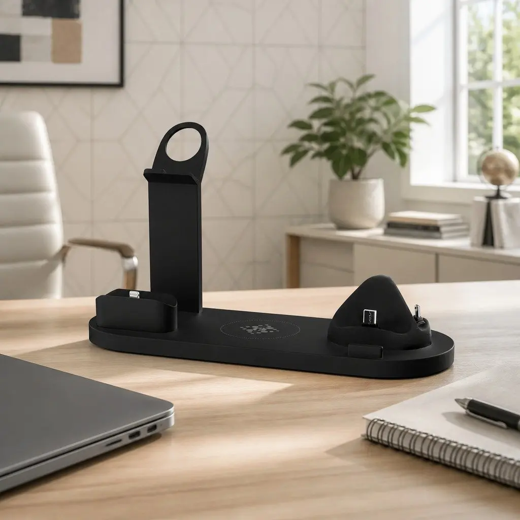 4 in 1 Wireless Charging Station Multi-Device Dock for Phone iWatch Airpods Black