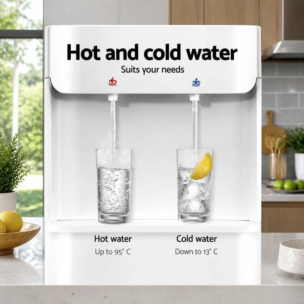 Water Dispenser Top Loading Hot Cold Dual Taps 27cm x 30cm x 86.5cm White