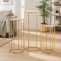 Gold Hexagon Wedding Stand Set - Convenient and Reliable
