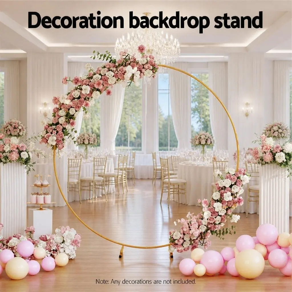 Backdrop Stand Metal Frame 2M Gold Wedding Party Flower Balloon Display Decor