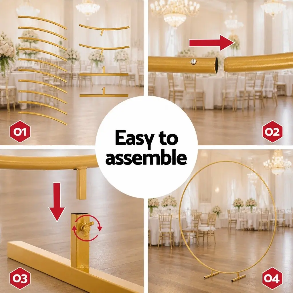 Backdrop Stand Metal Frame 2M Gold Wedding Party Flower Balloon Display Decor