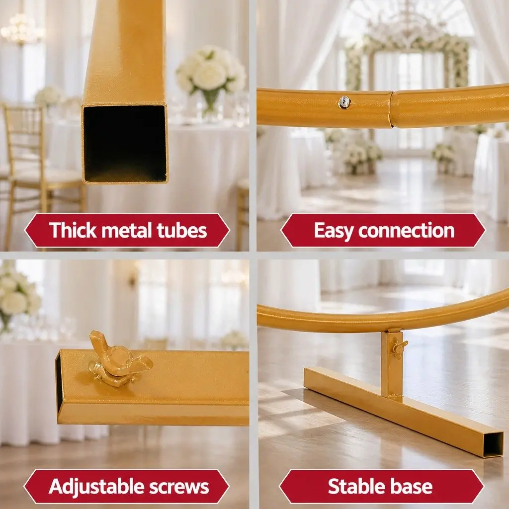Backdrop Stand Metal Frame 2M Gold Wedding Party Flower Balloon Display Decor
