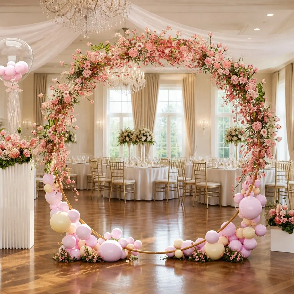 Backdrop Stand Metal Frame 2M Gold Wedding Party Flower Balloon Display Decor