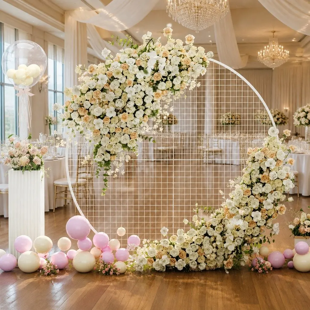 Backdrop Stand Metal Frame 2M Wedding Party Decoration Gold White
