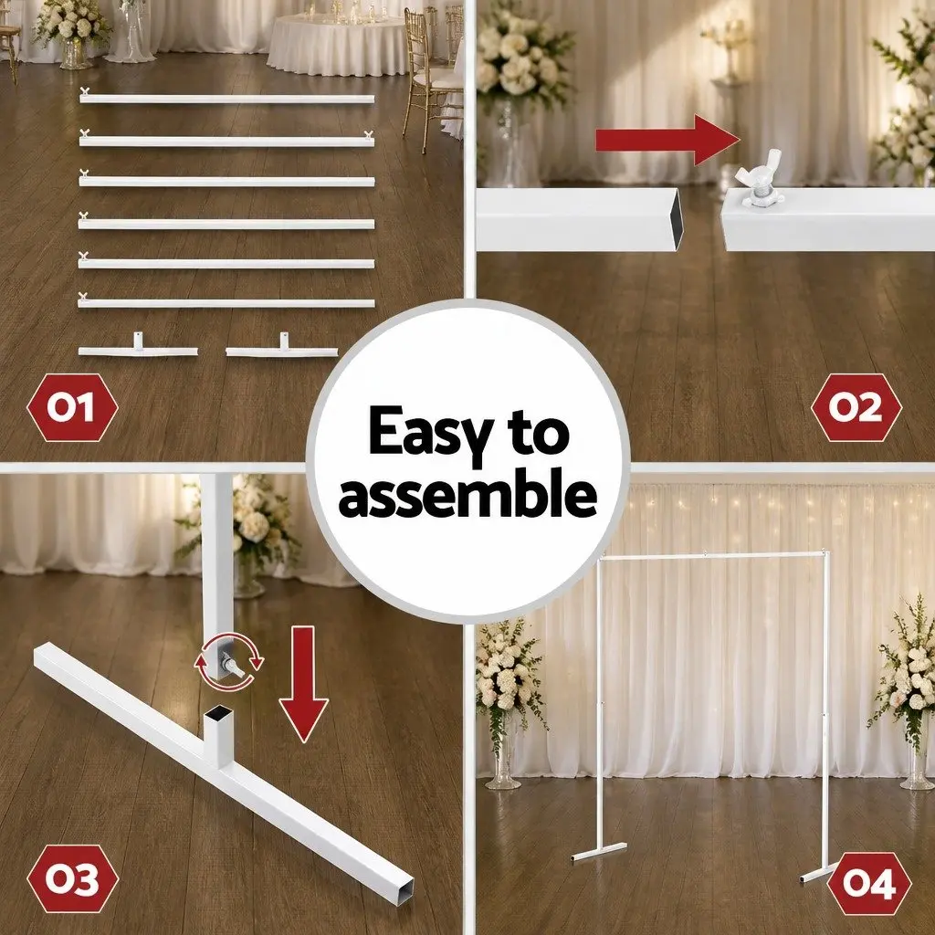 Backdrop Stand Wedding Party Decoration 2M White Metal Frame