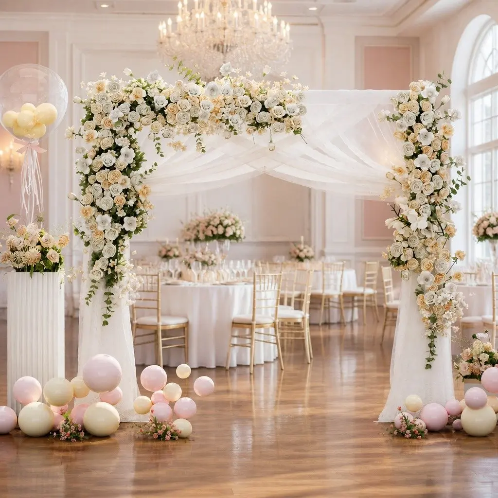 Backdrop Stand Wedding Party Decoration 2M White Metal Frame