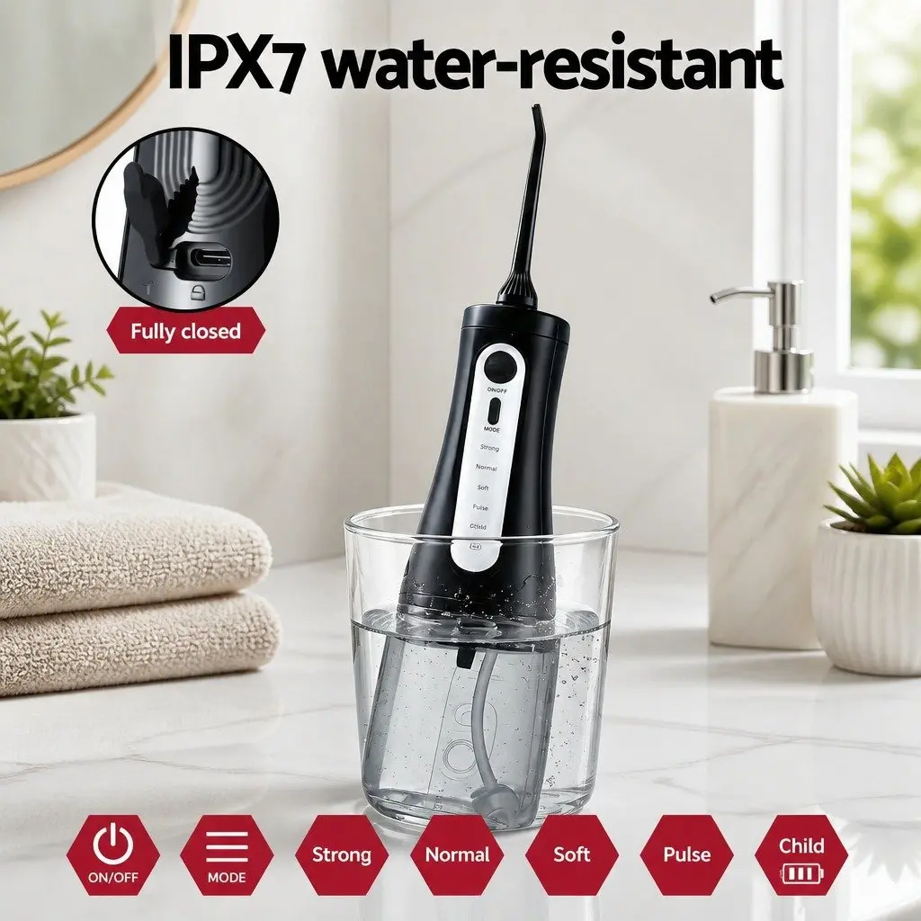 Cordless Water Flosser Oral Irrigator 350ml Black