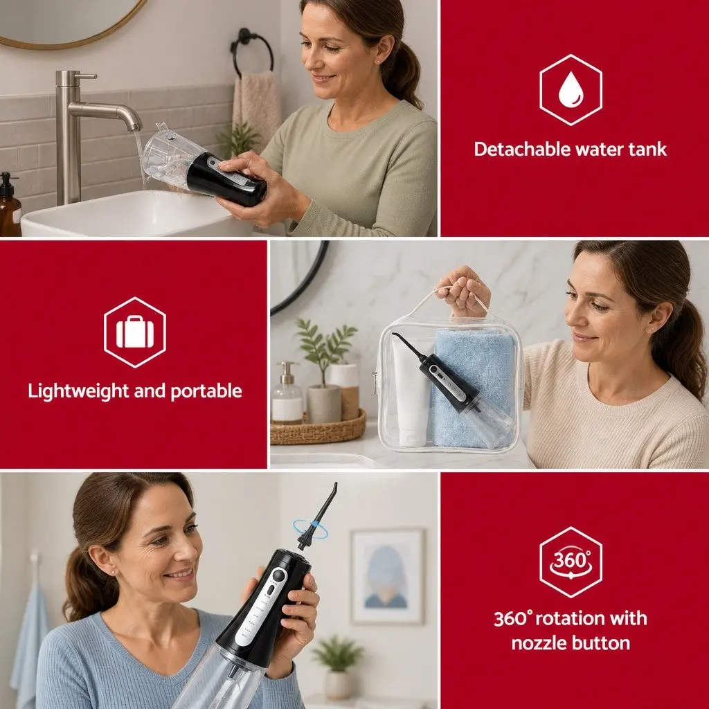 Cordless Water Flosser Oral Irrigator 350ml Black