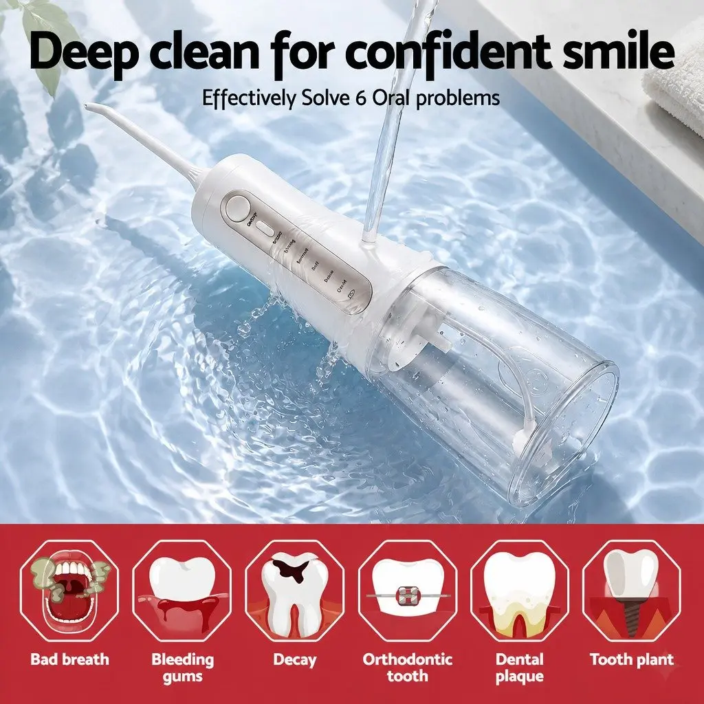 Cordless Water Flosser Oral Irrigator 350ml White
