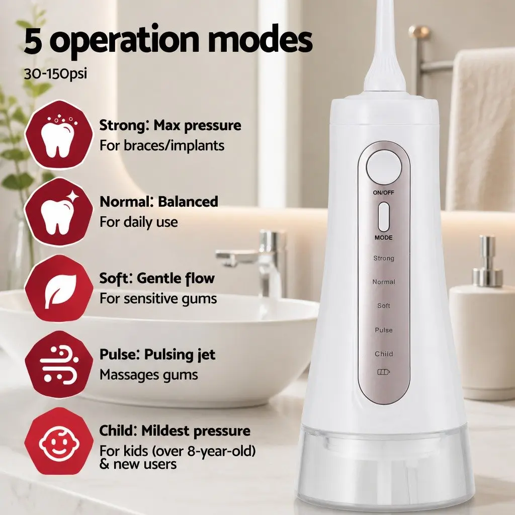Cordless Water Flosser Oral Irrigator 350ml White