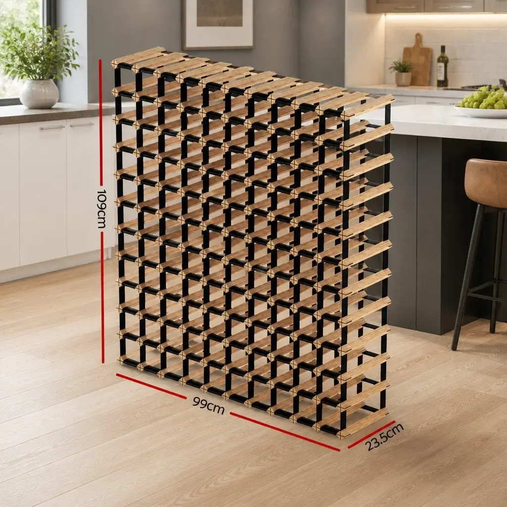 Wine Rack 120 Bottle Storage Holder Wooden Steel Frame Cellar Kitchen Bar