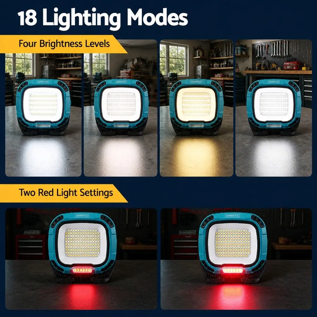 LED Work Light Rechargeable Magnetic Rotating Lamp 142 LED 18 Modes Blue Black